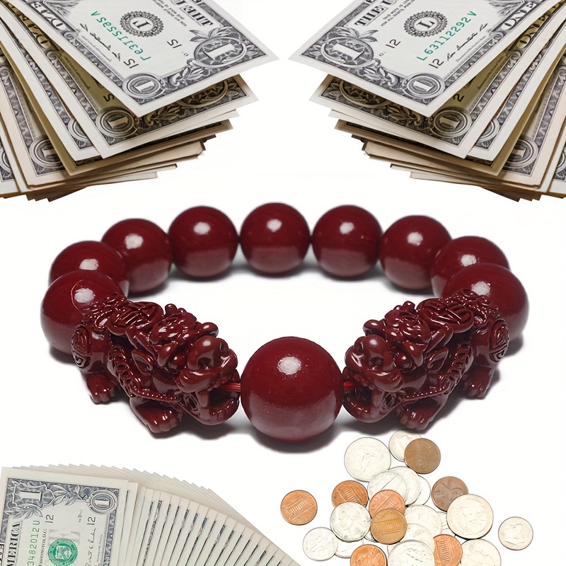 

1pc Cinnabar Pixiu Men's Bracelet, Good Luck Jewelry, Attract Wealth, Couple Bracelet, Best Delicate Lucky Gift For Men Women