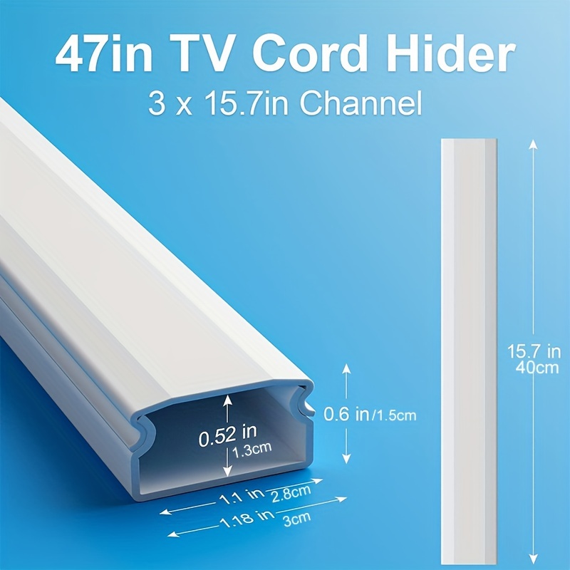 3pcs 120cm Cord Hider, Cord Channel Cable Concealer, Cord Cover Wall, Easy  Install Cable Management System For 3-4 Wires, Cable Raceway Home Office,  3X L40cm W3cm H1.5cm, White