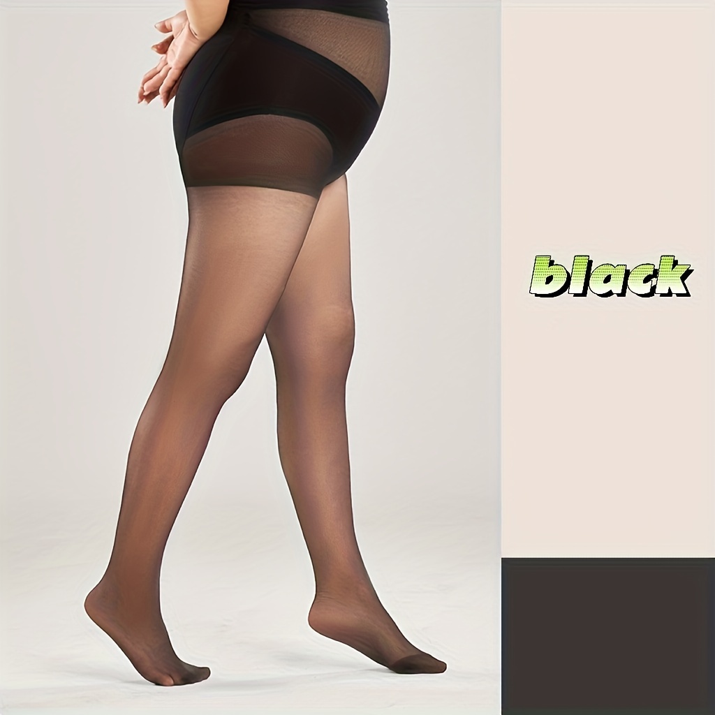 Women's Plus Casual Tights, Plus Size 200D Elastic Control Top Semi Sheer  Stretchy Pantyhose