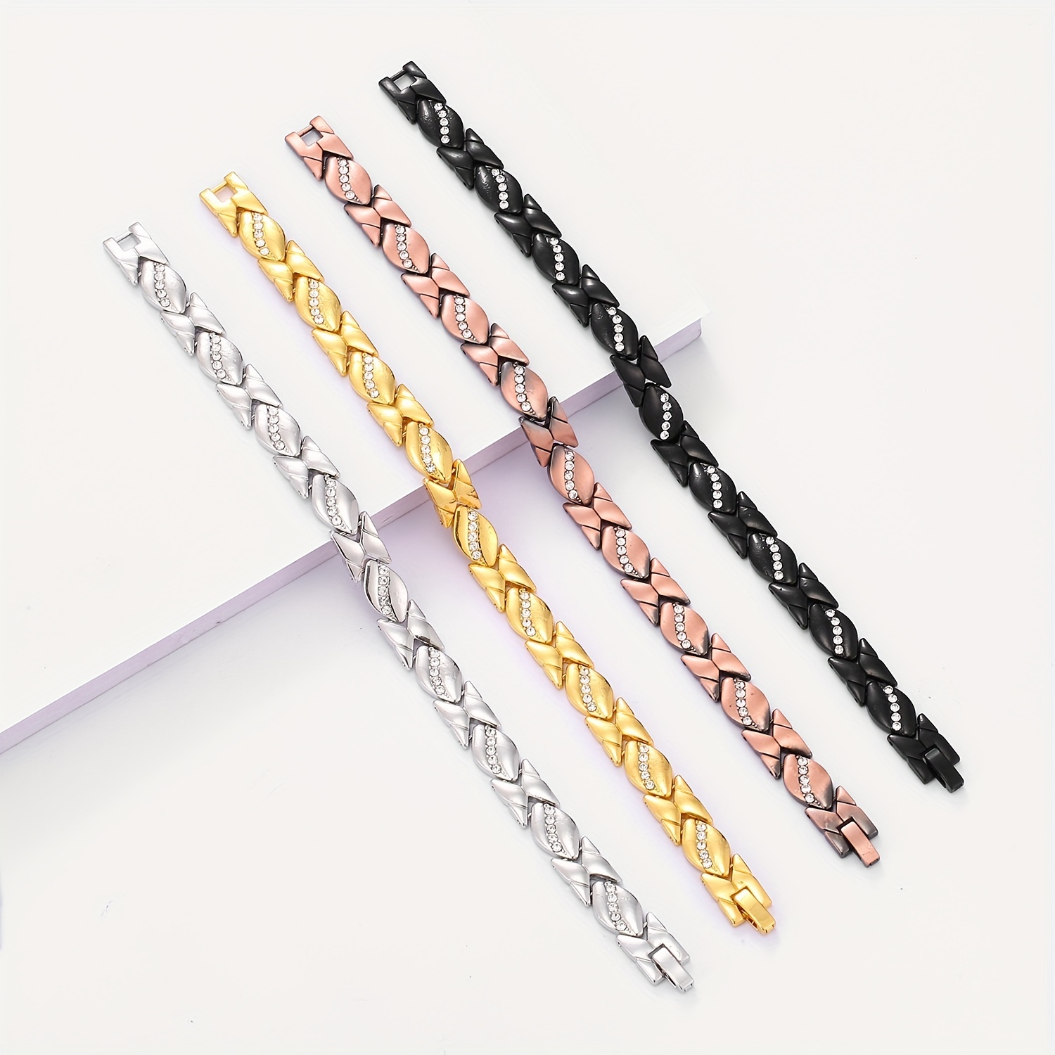Men's Leaf Magnetic Bracelet with Diamond