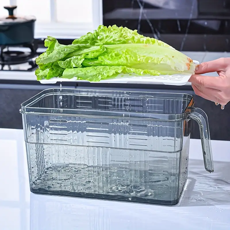 Plastic Refrigerator Storage Tray With Handle Stackable - Temu
