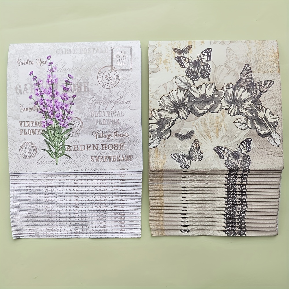 Bohemian Lavender Botanical Floral Tissue Paper