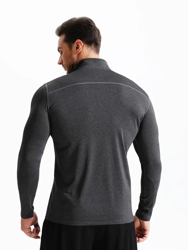 Men Workout Compression Shirts 1/4 Zip Pullover Long Sleeve Running Sh –  LANBAOSI