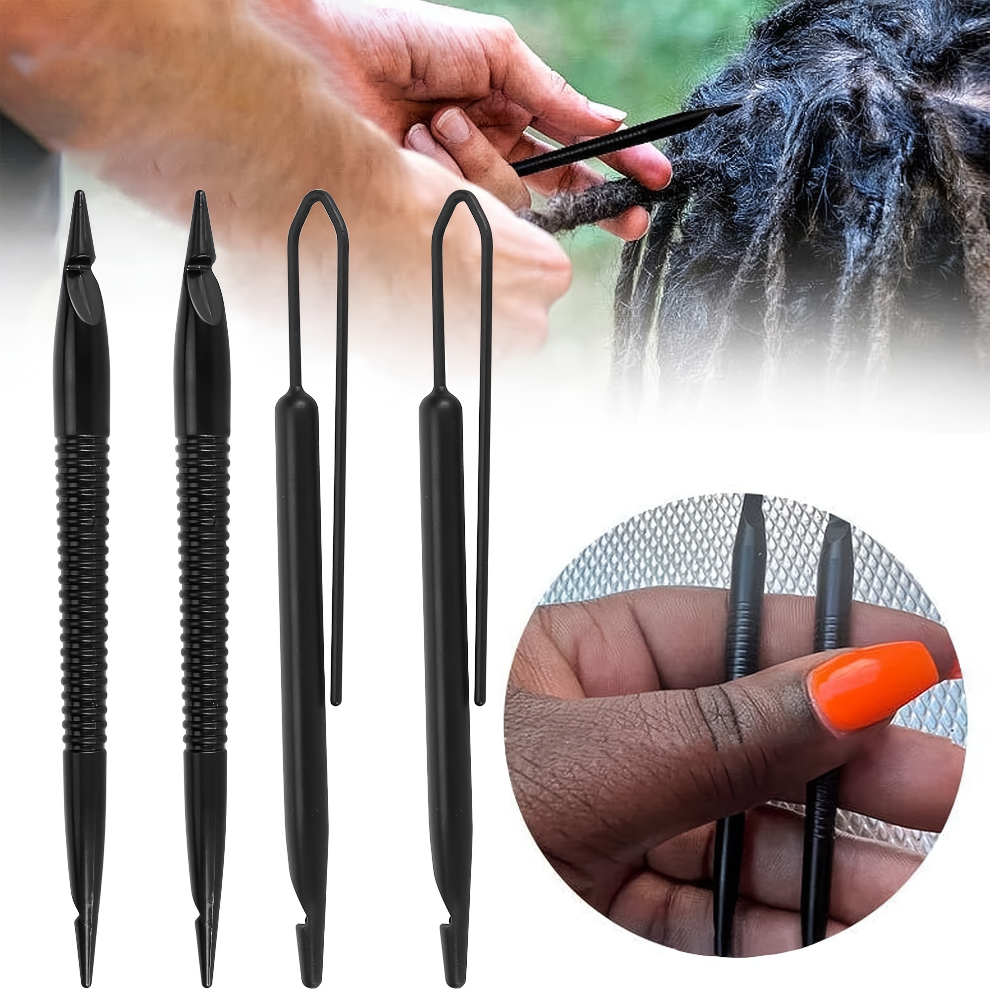 6pcs Latch Hook Tool, Latch Hook Crochet Needle For Micro Braids, Hair  Extension, Feather And Carpet
