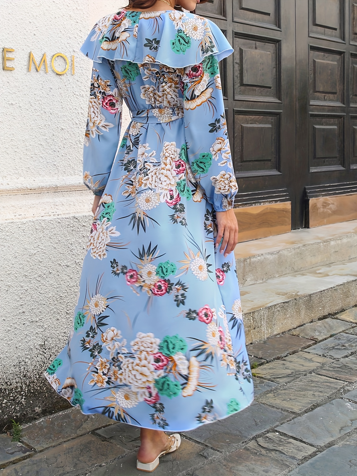 Vestido com estampa floral e babado na barra vestido curto e - Temu Portugal