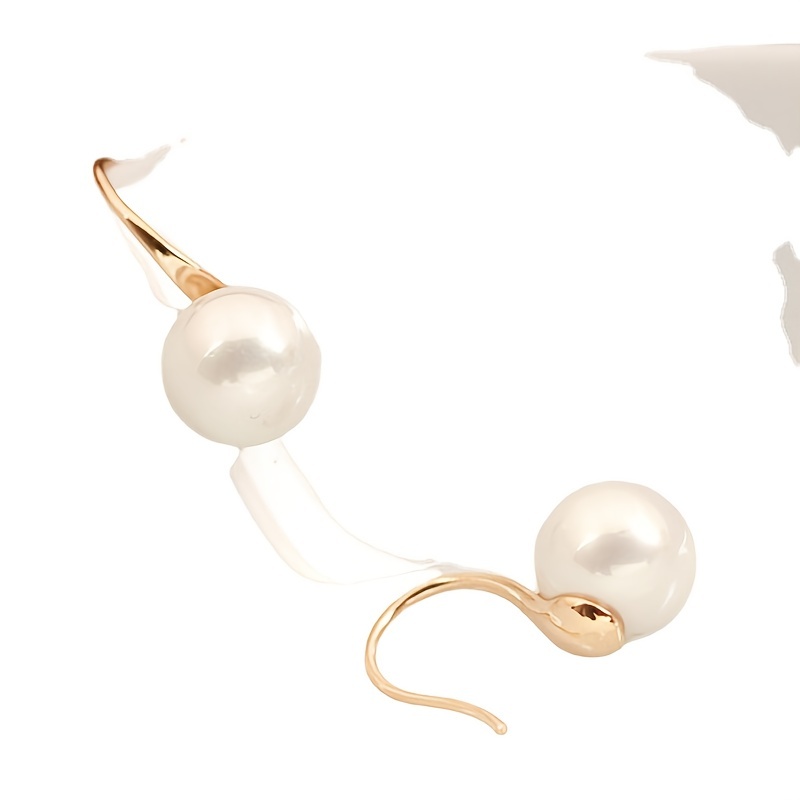 Faux Pearl Decor Stud Earrings, Minimalist Style
