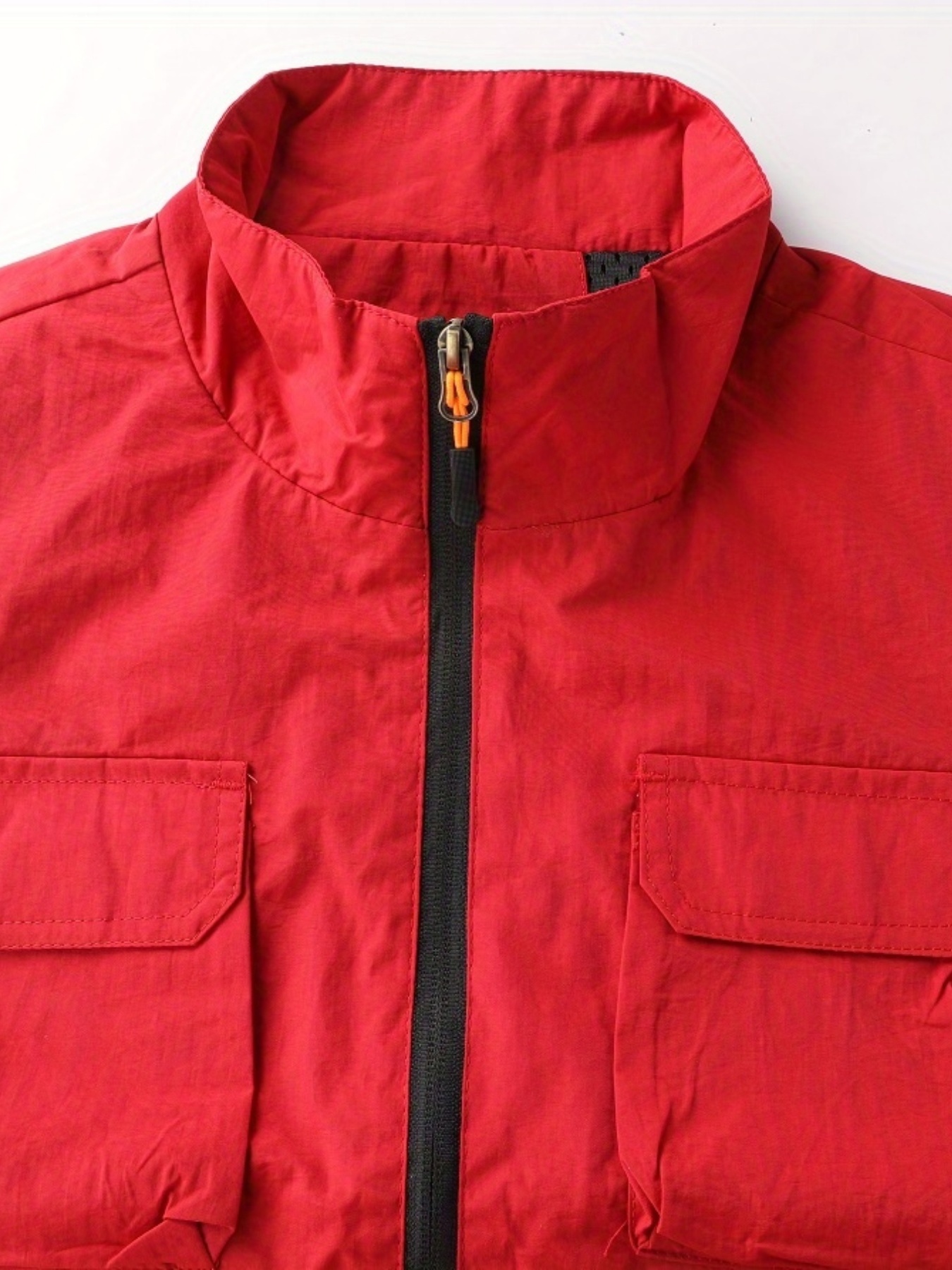 Men's Zipper Front Stand Collar Multi-Pocket Outdoor Vest Jacket