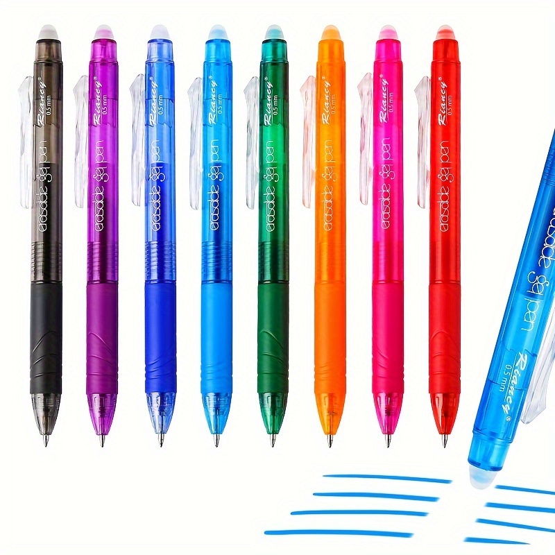Paquete de 8 bolígrafos de tinta de gel borrables de dibujos animados  kawaii, gato, cerdo, oso, panda, animal borrable, bolígrafos de gel de  tinta