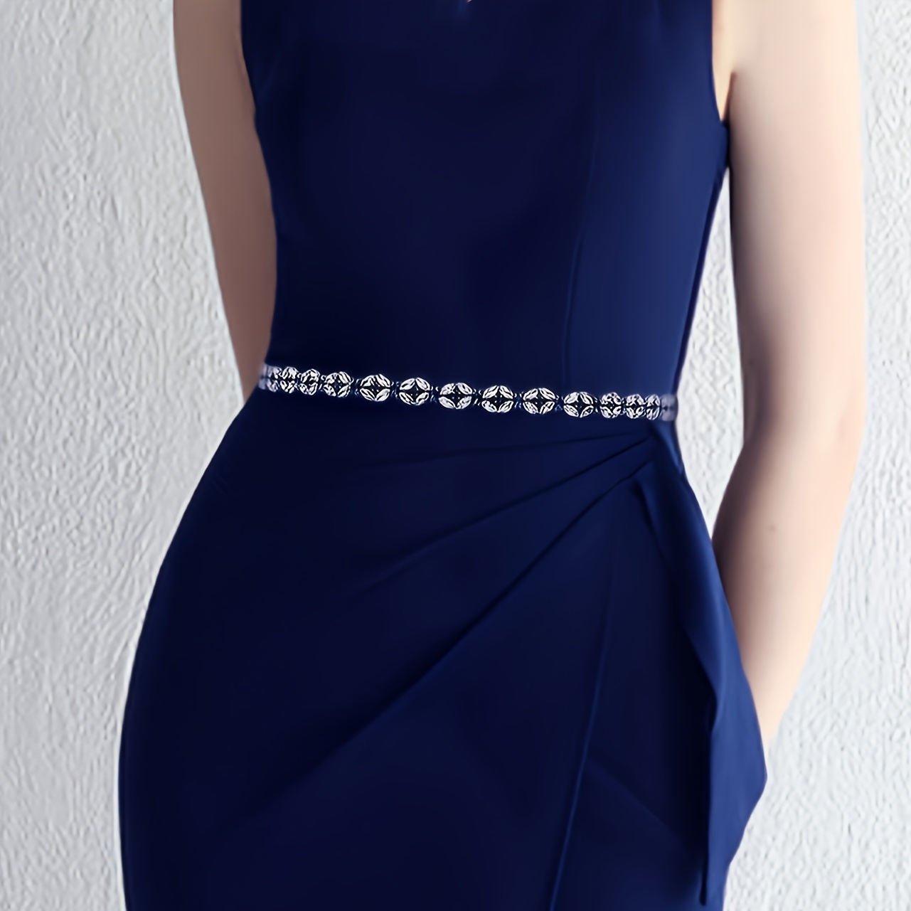 Elegant Sapphire Blue Rhinestone Girdle Punk Dress Waist - Temu