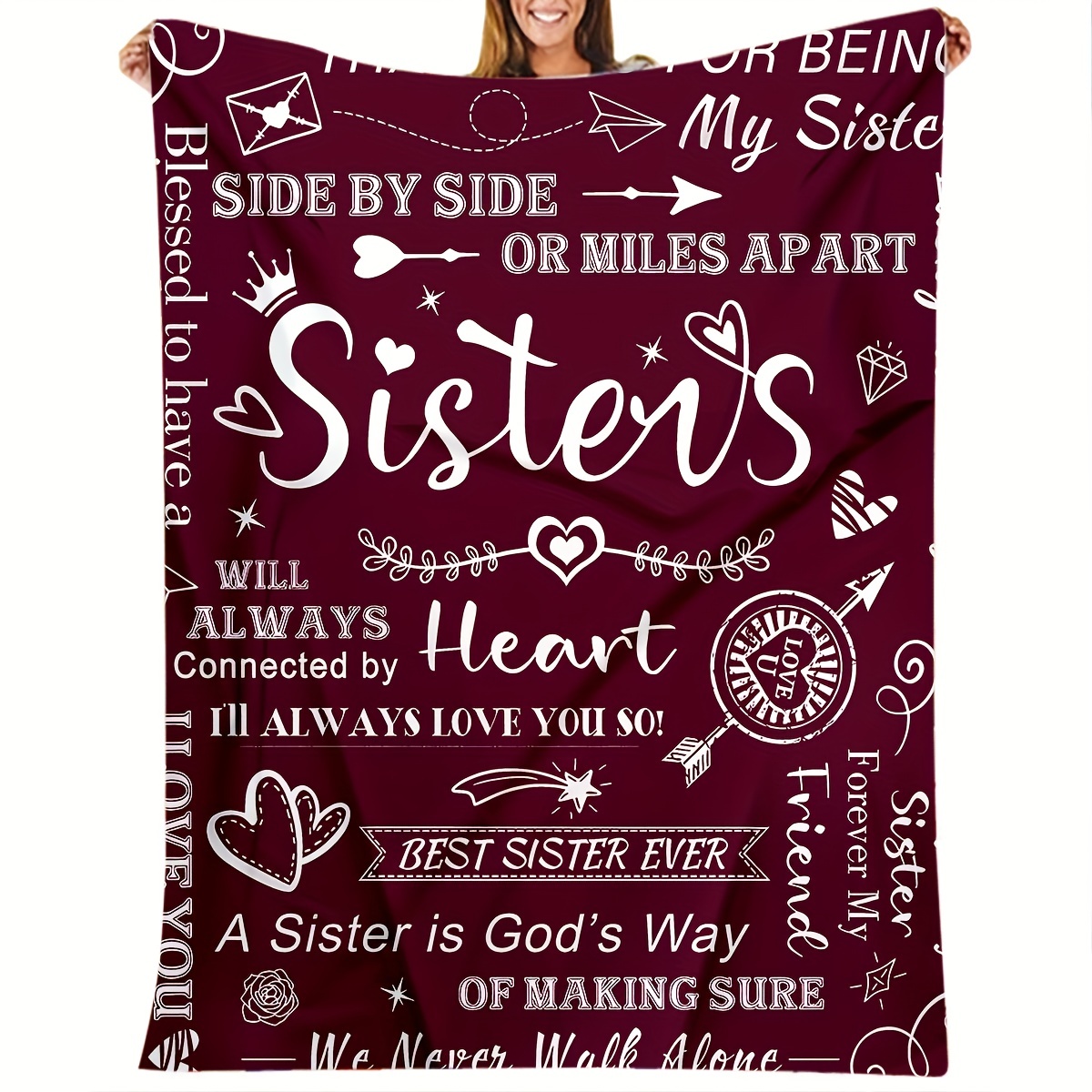 

1pc To Sisters Gift Blanket, Lady's Gift, Sister Gift, Birthday Gift, Christmas Soft Cozy Purple Flannel Blanket