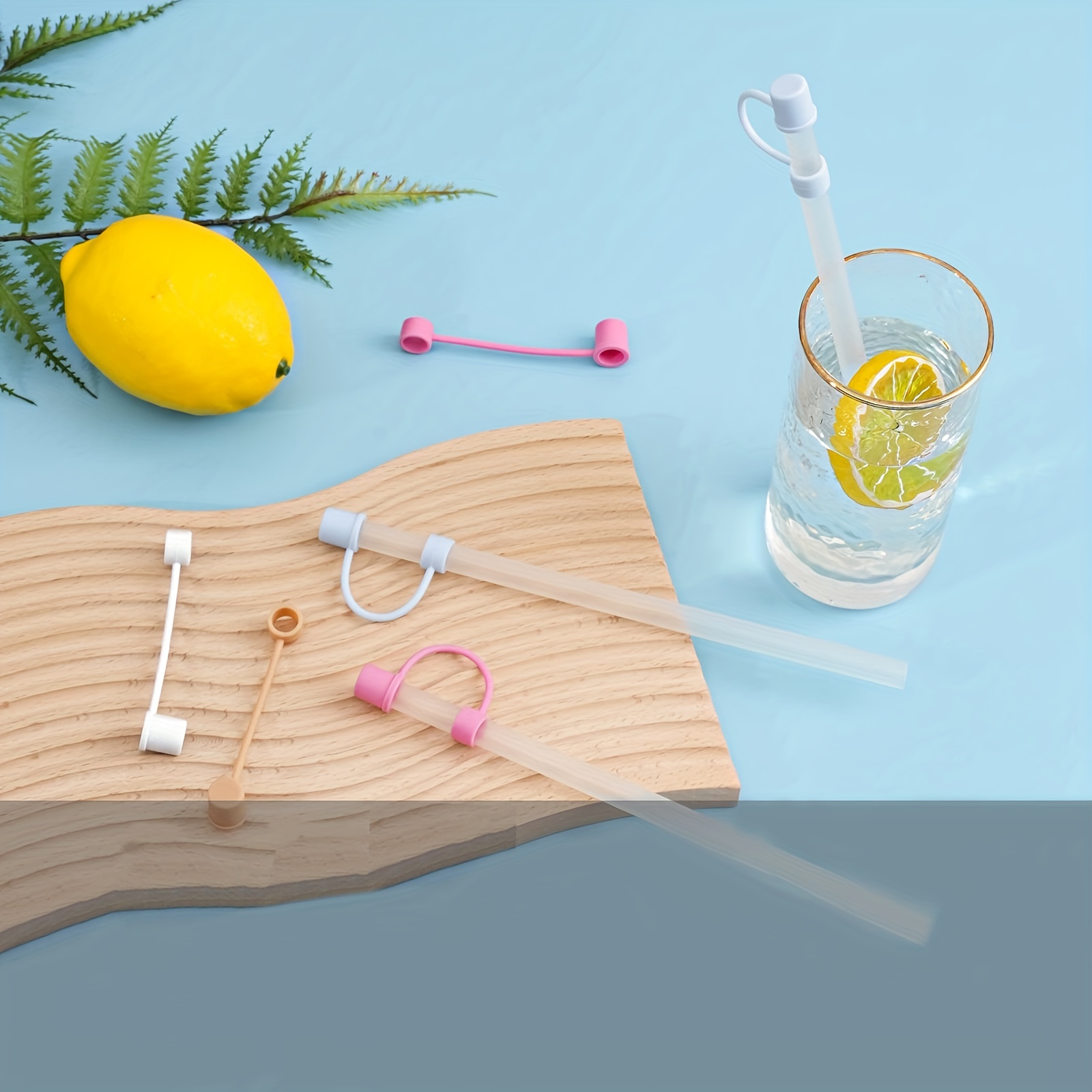 Straw Tips Cover, Reusable Straw Toppers, Kawaii Silicone Straw