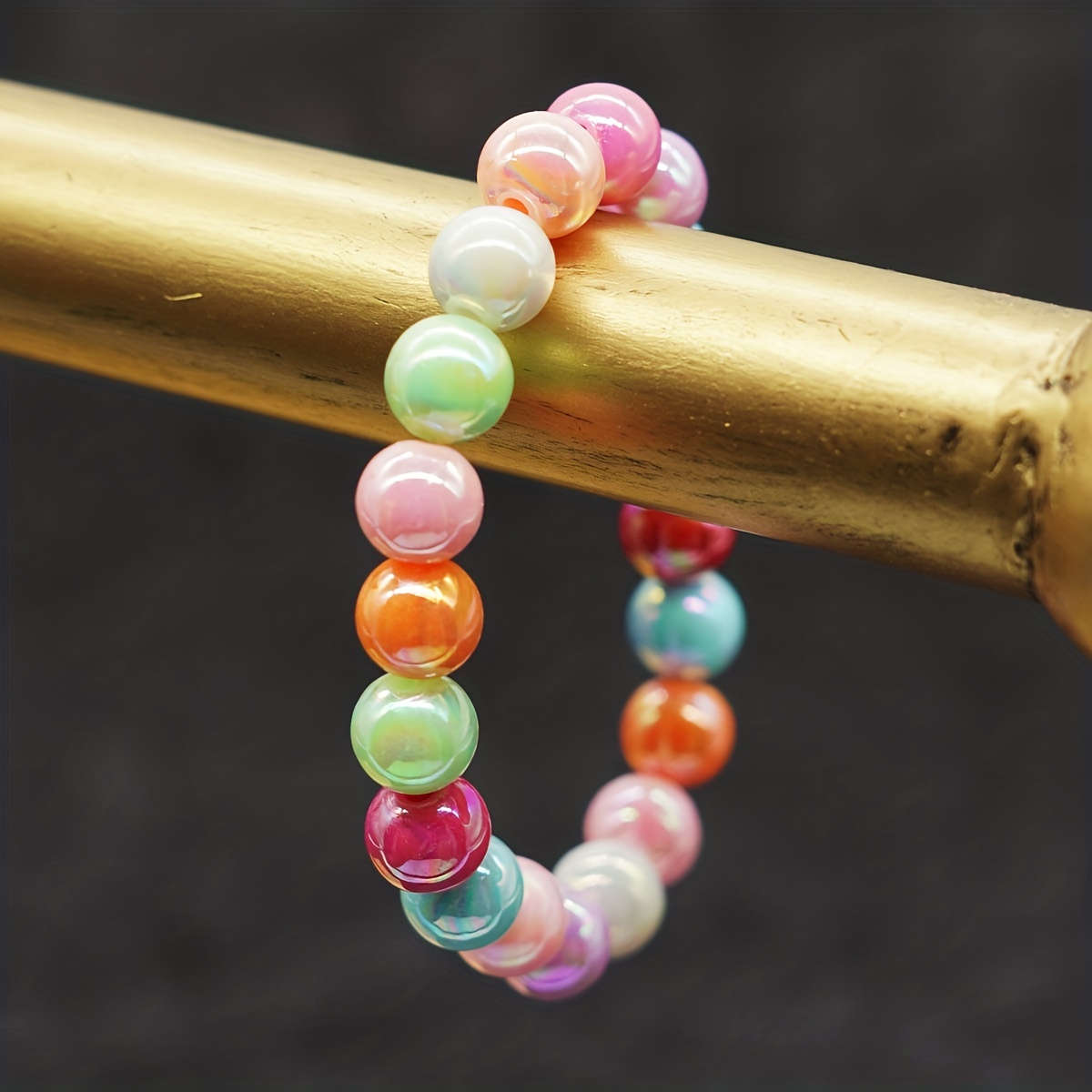Y2K Style Bear Shape Beads Resin Beaded Bracelet Lovely Party Jewelry, Jewels,Temu