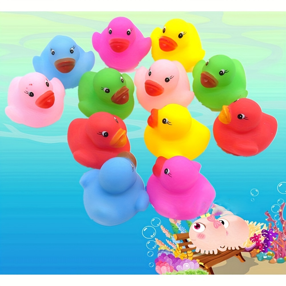  Juguete de pato de goma con purpurina con patos surtidos de  sonido para niños, regalos de cumpleaños de baño, baby showers, playa de  verano y actividad en la piscina, 6 pulgadas (