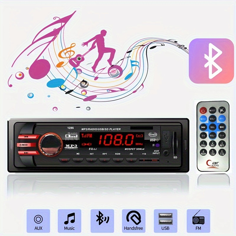 Radio para coche Bluetooth Single DIN Audio estéreo para coche, MP3  Reproductor estéreo para coche 1 DIN W/ Bluetooth manos libres/FM/Dual  USB/TF/Aux/EQ/Quick Charge con mando a distancia inalámbrico - China Audio  para