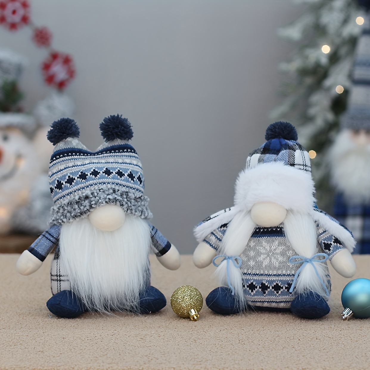 1pc Christmas Decorations Blue Fabric Snowman Doll Doll Window Set  Ornaments Outdoor Decoration, Christmas Tree Decoration, Living Room  Holiday Gifts