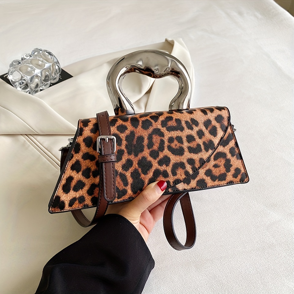 Animal Print Trendy Faux Leather Crossbody Bag - Temu