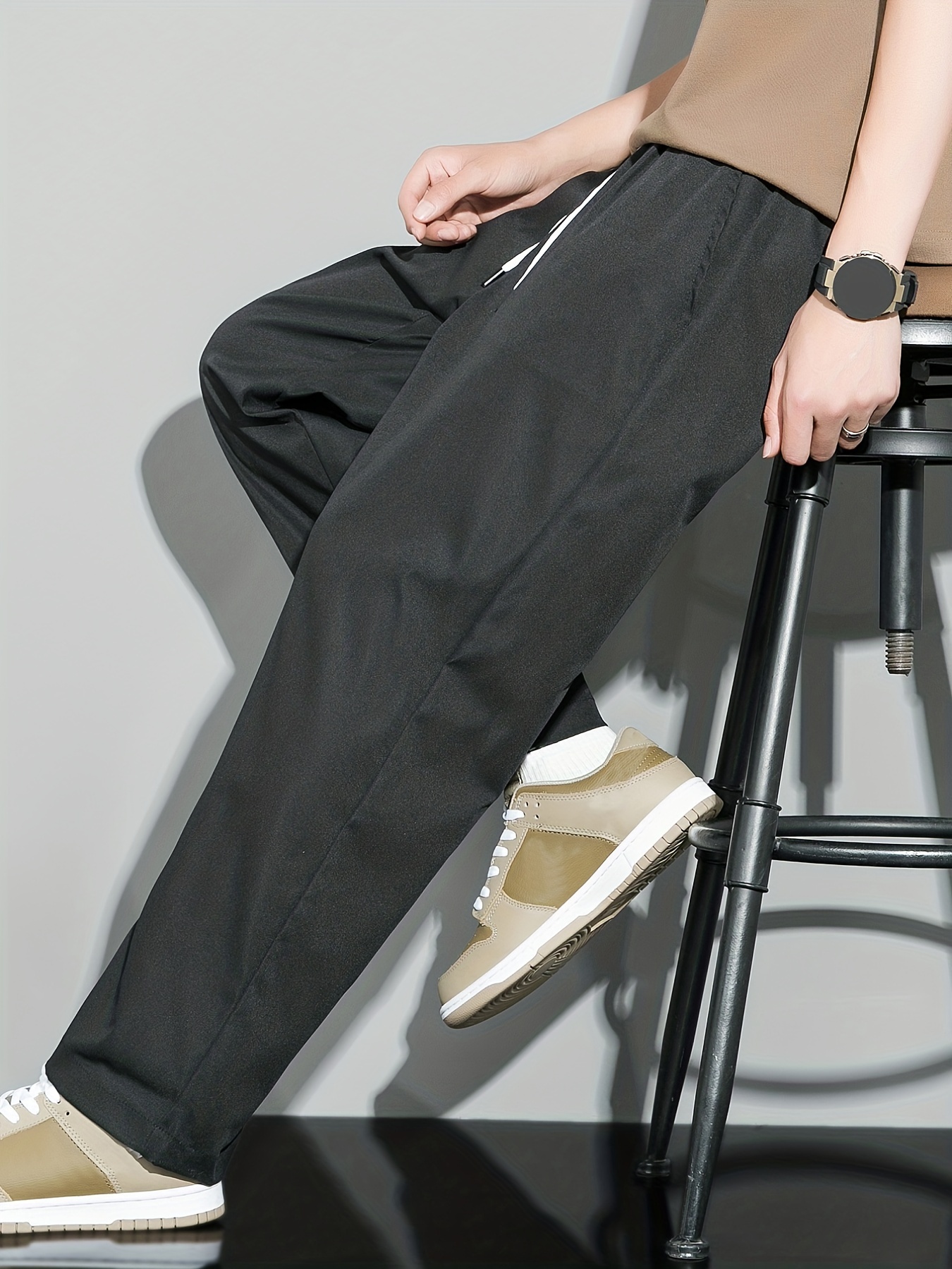 Men's Plain Drawstring Loose Comfy Trousers - Temu