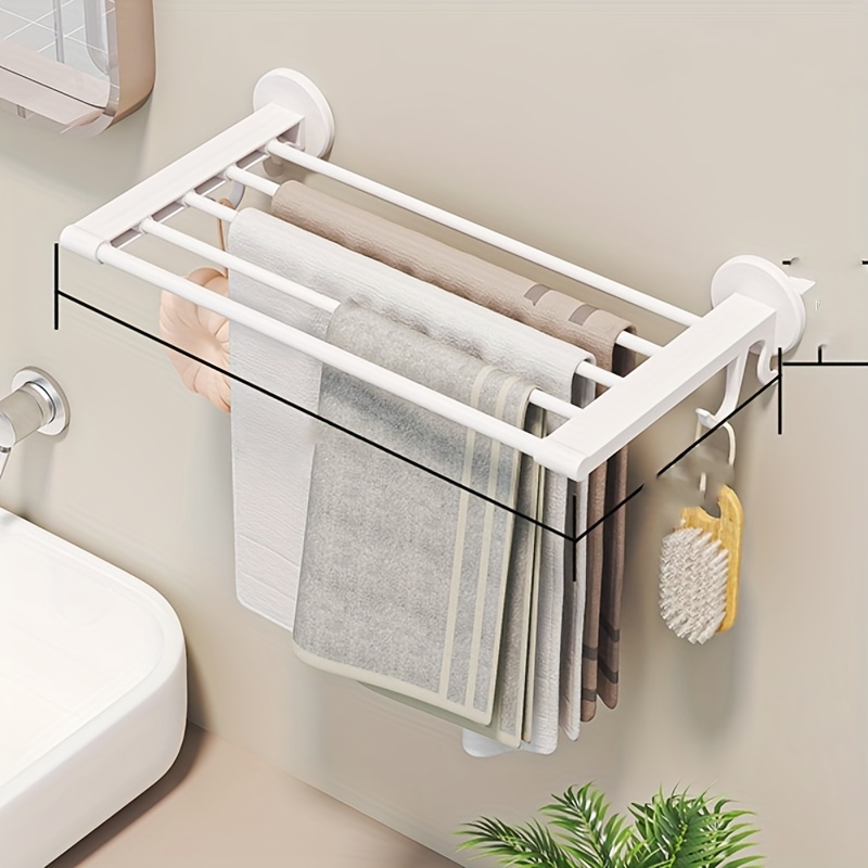 Punch-free Bathroom Towel Rack, Toilet Shelf Towel Bar, Stick Wall Hanging  Towel Storage Rack, Suitable For Towel Bath Towel Storage And Finishing -  Temu