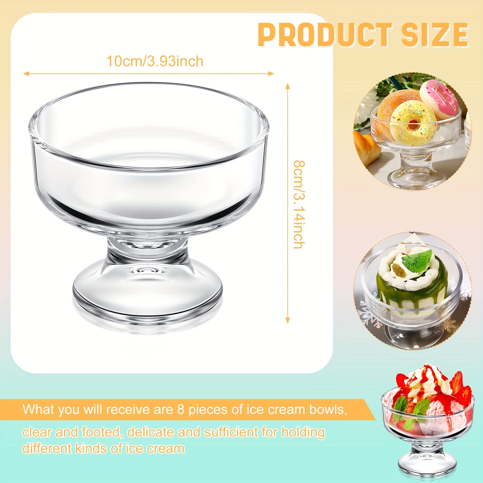 Transparent Gradient Glass Bowl Dessert Bowls Fruit Plate Salad