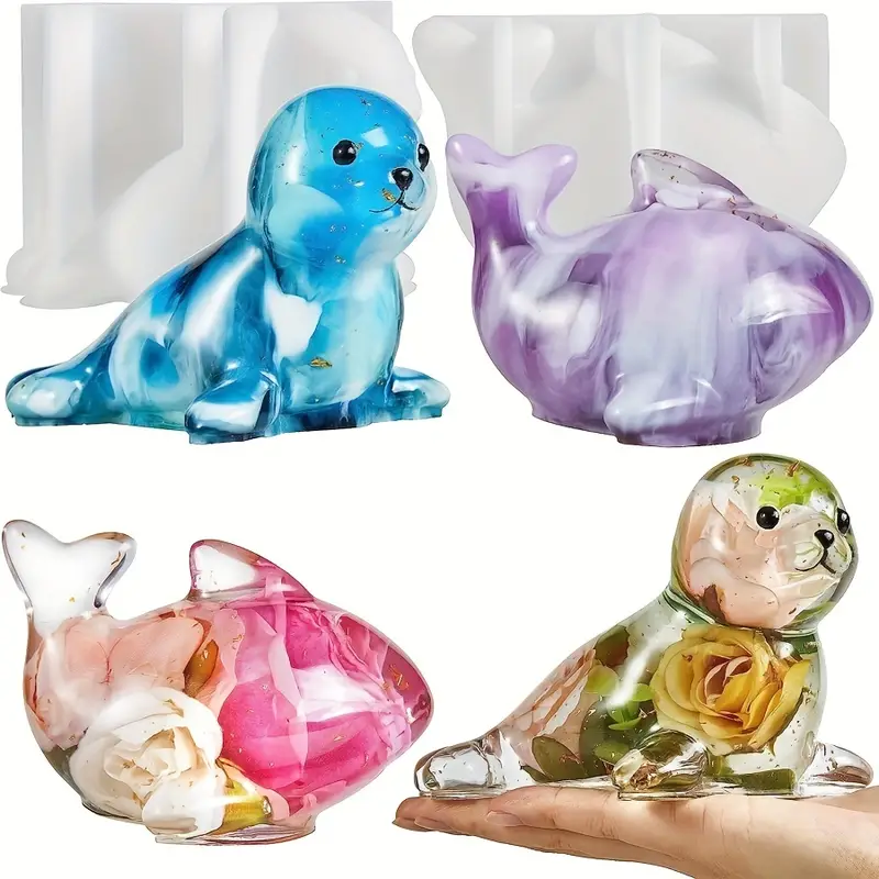 Moldes de resina de animales en 3D de silicona, moldes de silicona de  animales delfín y foca en 3D para resina, moldes de fundición de resina de  epoxy