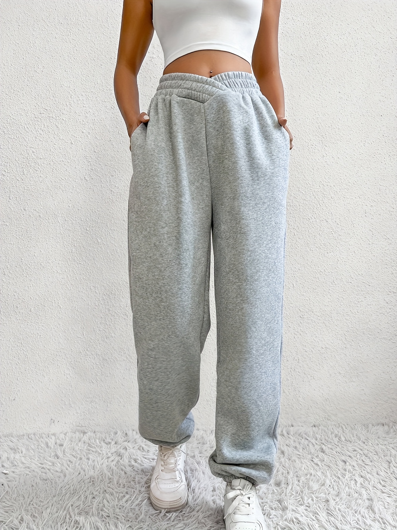 Sweatpants Women Baggy Wide Leg Baggy High Waisted Joggers Trousers With  Pockets Drawstring Track Pants 