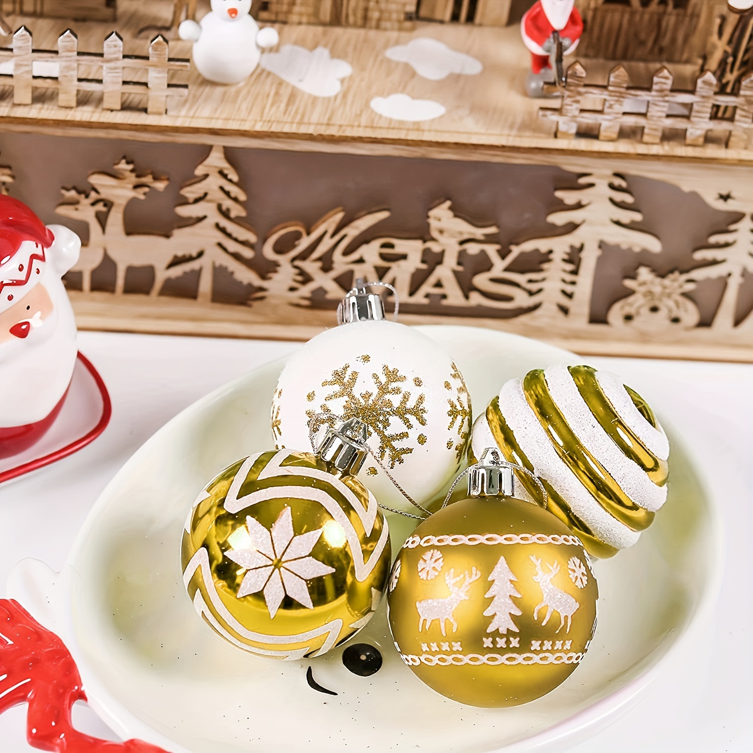 36 Pcs Christmas Balls Christmas Balls Ornaments Set Xmas Shatterproof  Christmas Tree Decorations for Xmas Trees,Gold Shatterproof Christmas Ball