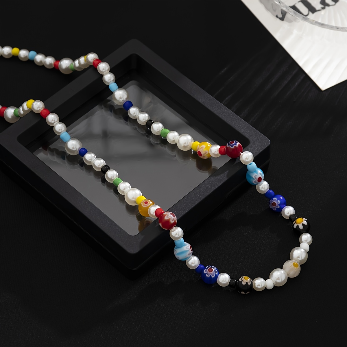Colourful Beads And Pearl Necklace