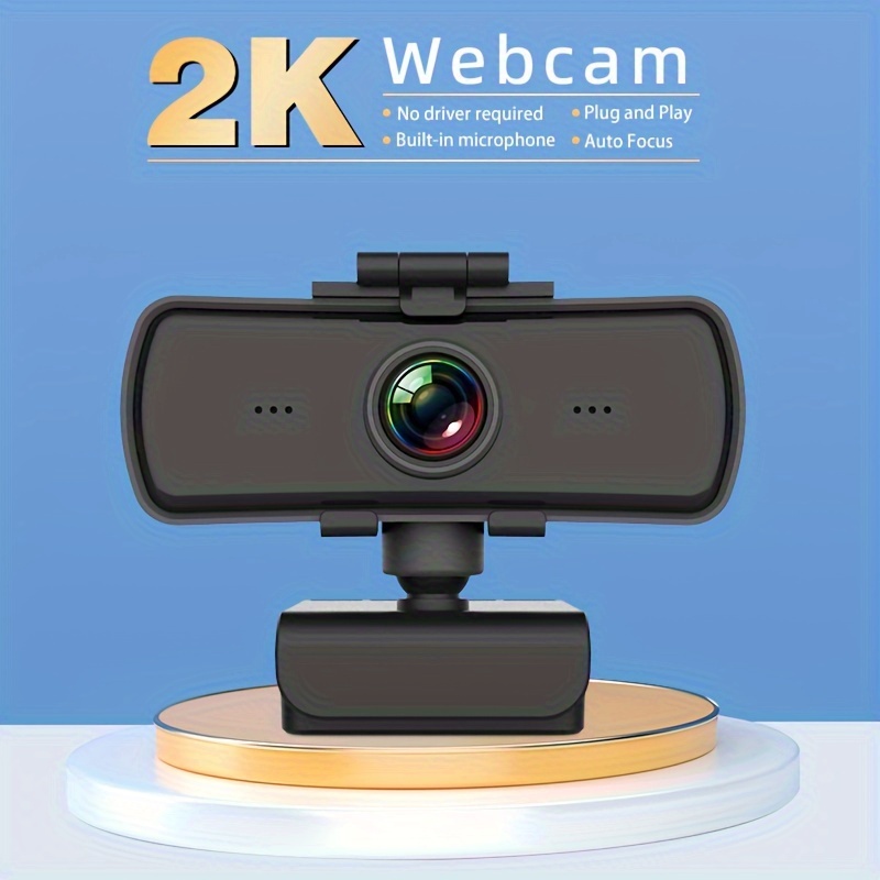 006 Webcam con micrófono HD 2K para computadoras laptop Autofocus