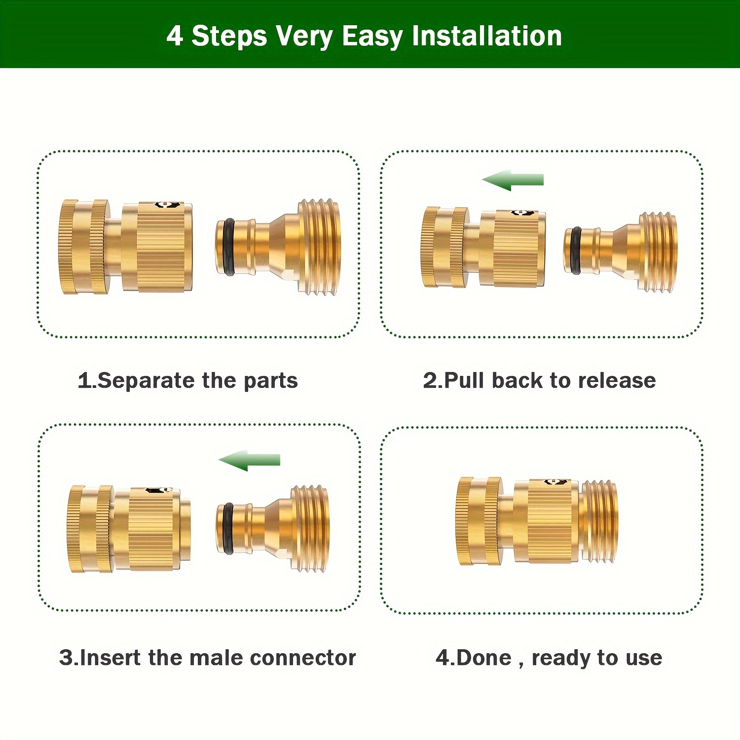 Garden Hose Quick Connector Solid Brass Ght Thread Fitting - Temu
