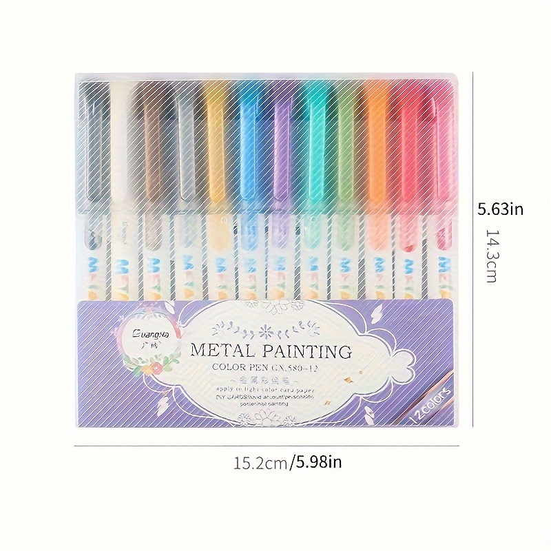 12 Colors Writing Drawing Pens Double Line Outline Pen - Temu