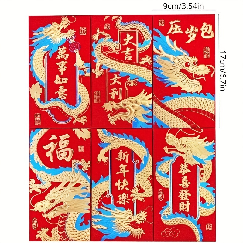 Gold Foil Chinese Red Envelopes Lucky Money Envelopes 2024 - Temu