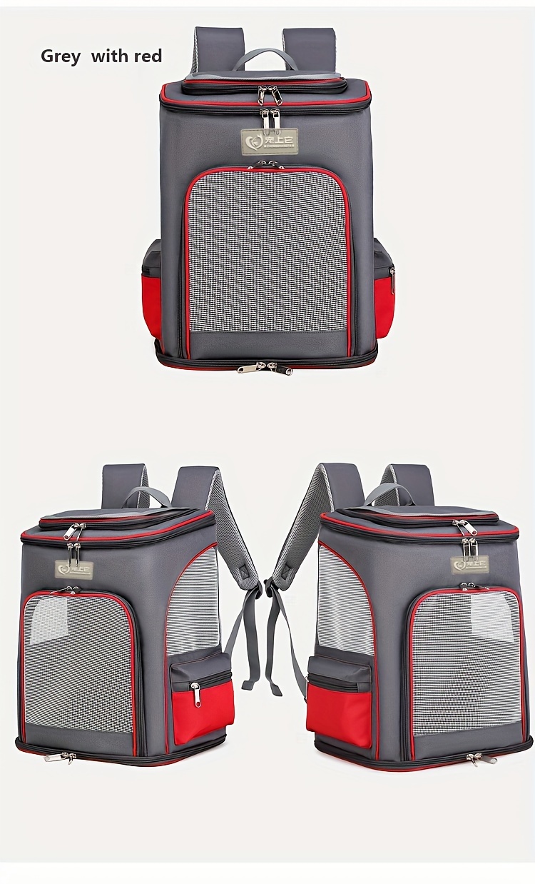 Soft Sided Pet Carrier Large Gray + Red 