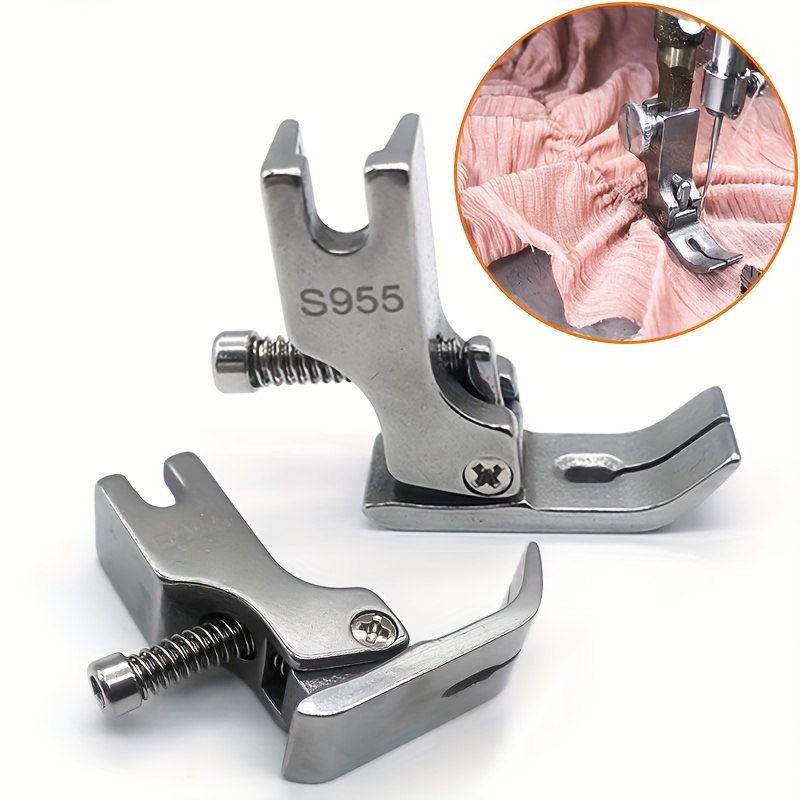 

1set S955 Flat Car Universal Pleated Presser Foot Wrinkle Shrink Presser Foot Lace Ruffle Trim Folding P955 Sewing Machine Adjustable Thick And Thin Can Be Used