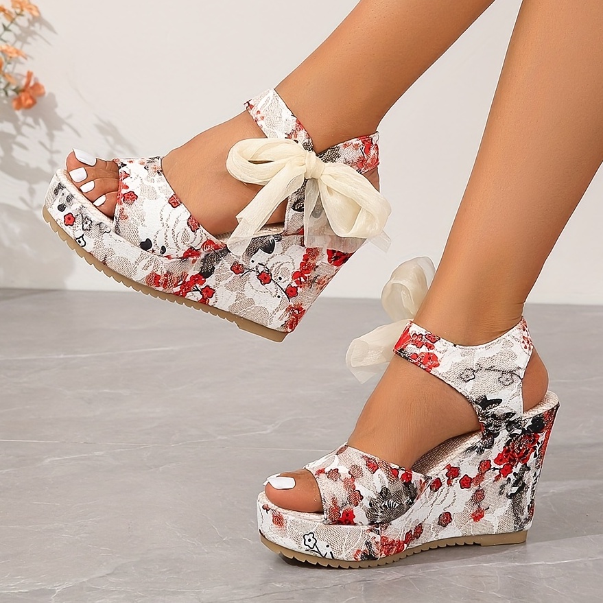 Women's Flower High Heeled Sandals Open Toe Ankle Strap - Temu