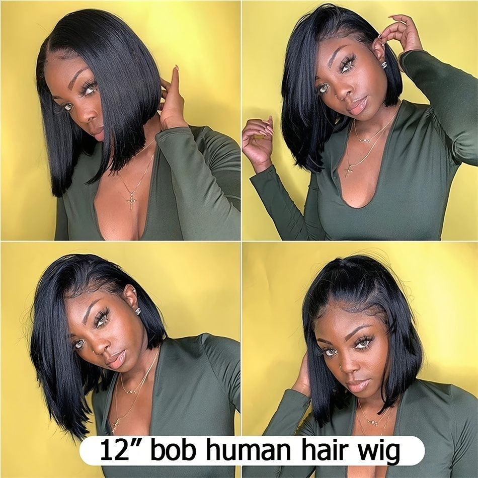 Short Bob Wig Human Hair 11x2 Lace Front Wigs Human Hair 150 Density  Brazilian Virgin Straight Bob For Women Pre Plucked With Baby Hair Natural  Color 12inch | Don't Miss These Great