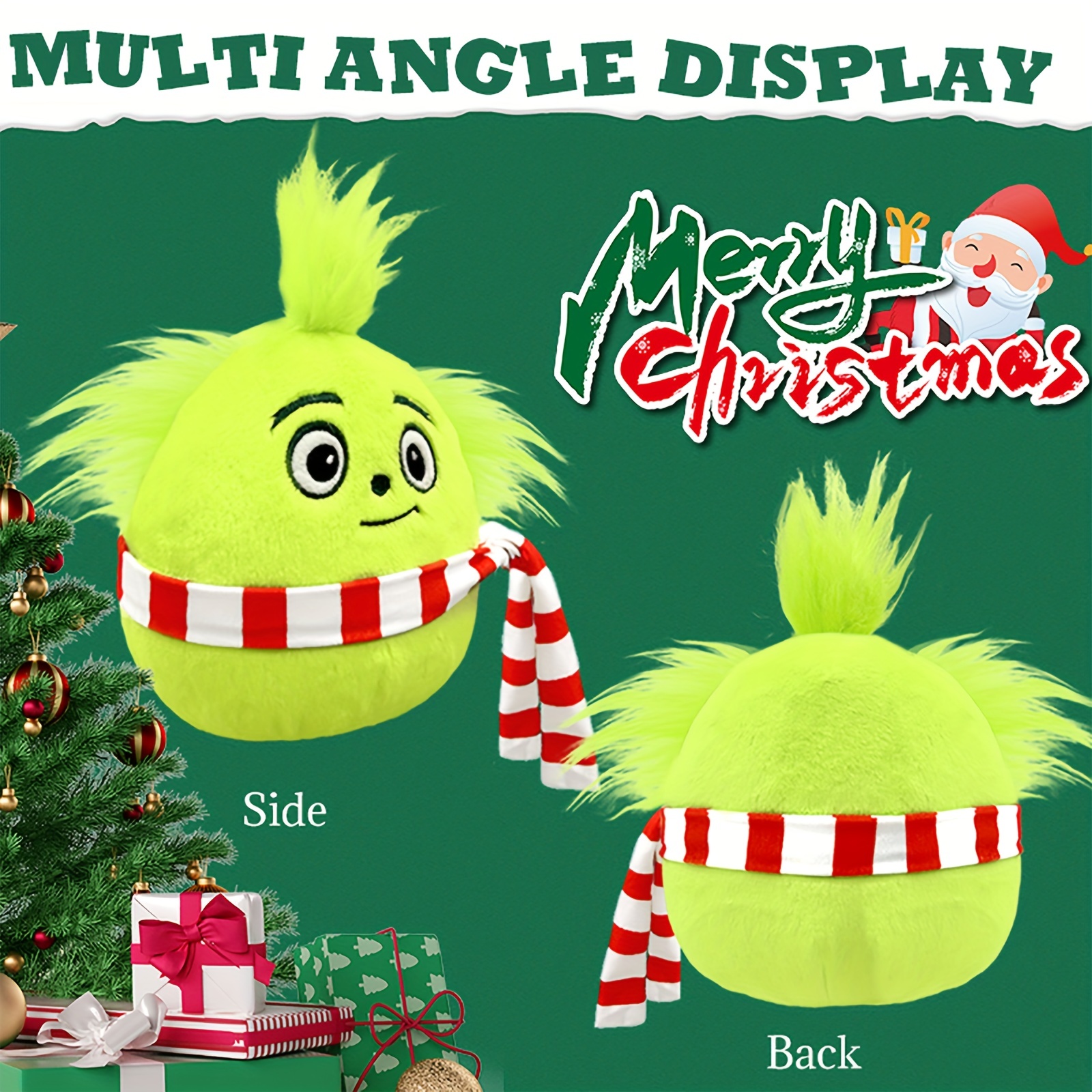  HATEEMO Christmas Decorations Plush, Christmas Plush Green  Monster Doll, Suitable for Christmas Decorations/Gifts (Green Monster B) :  Toys & Games