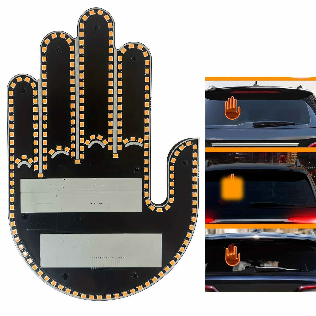 Funny Car Finger Light with Remote, Road Rage Signs Middle Finger Gesture  Light