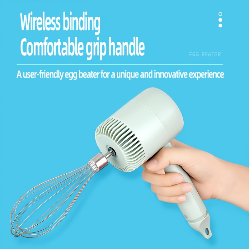 Cordless Electric Whisk - Hand Mixer Portable Handheld Electric Mixer with 3-Speed Self-Control, 304 Stainless Steel Beaters & Balloon Whisk, for