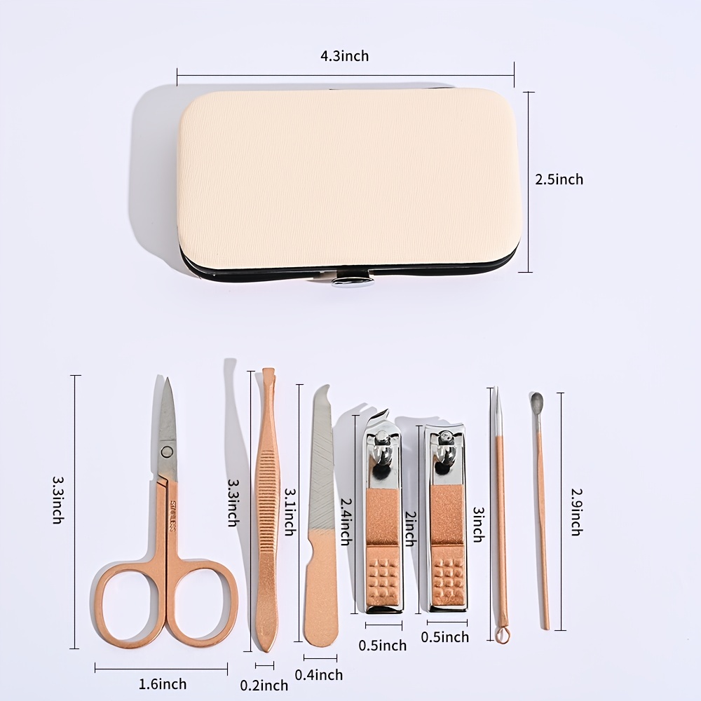 Nail Clipper Manicure Set,7 In 1 Eyebrow Scissors Tweezer Nail File Ear  Pick Kit