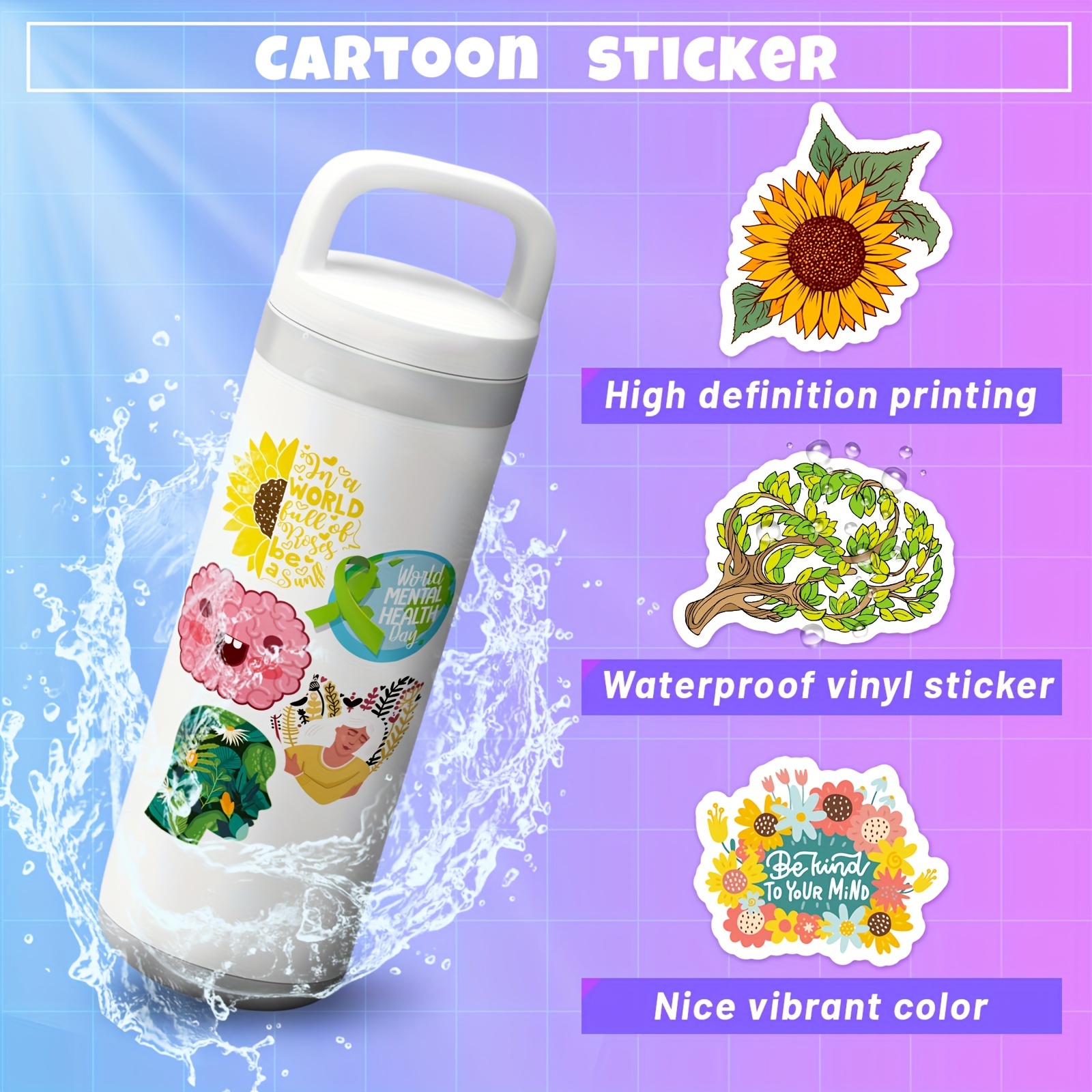 300pcs Mental Health Stickers,Inspirational Psychology Stickers For Adults  Teens,Positive Waterproof Mental Health Awareness Stickers For Water Bottle