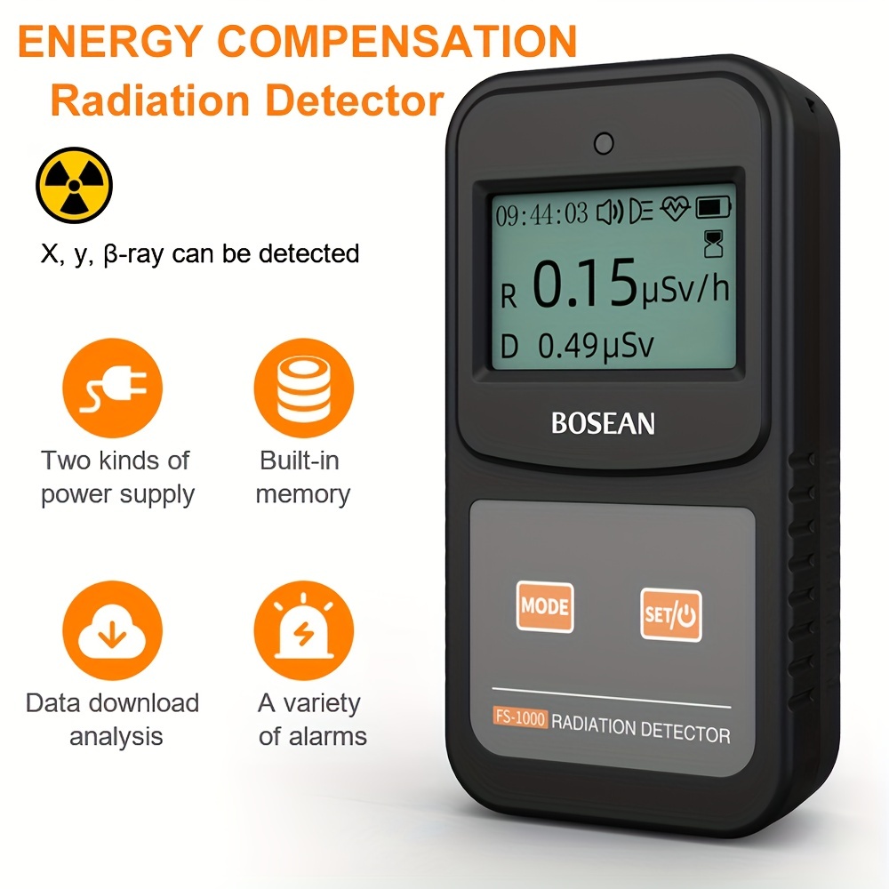 Professional Nuclear Radiation Detector, High Accuracy Geiger Counter With Dosage  Alarm, Beta Gamma X-ray Data Recorder, Radiation Dosimeter Meter Tester  Detector Device Fs-1000 Temu