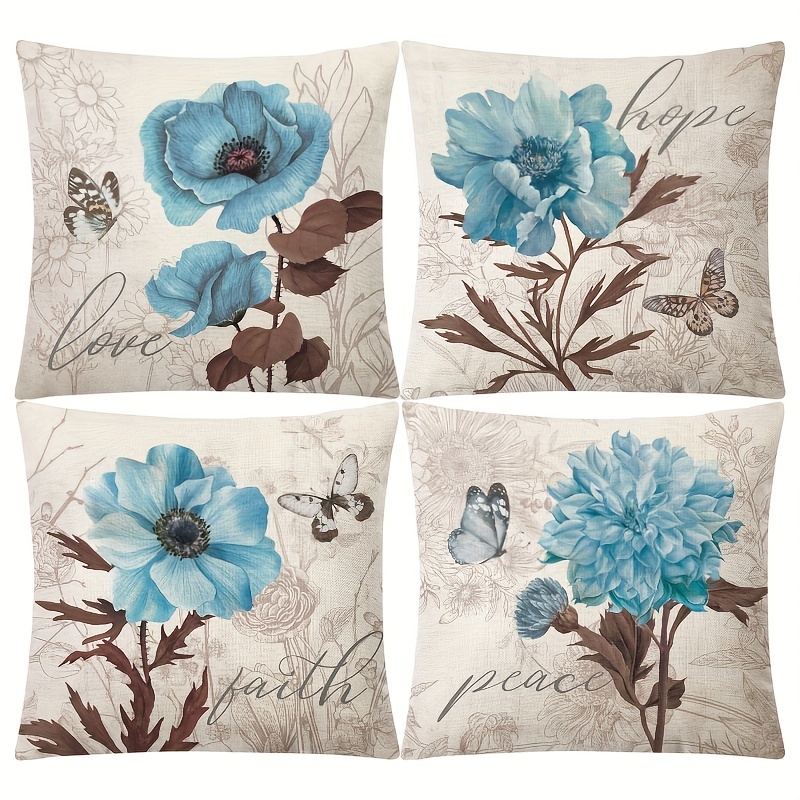 Flower Decorative Throw Pillow Cover Jacquard Pillowcase - Temu