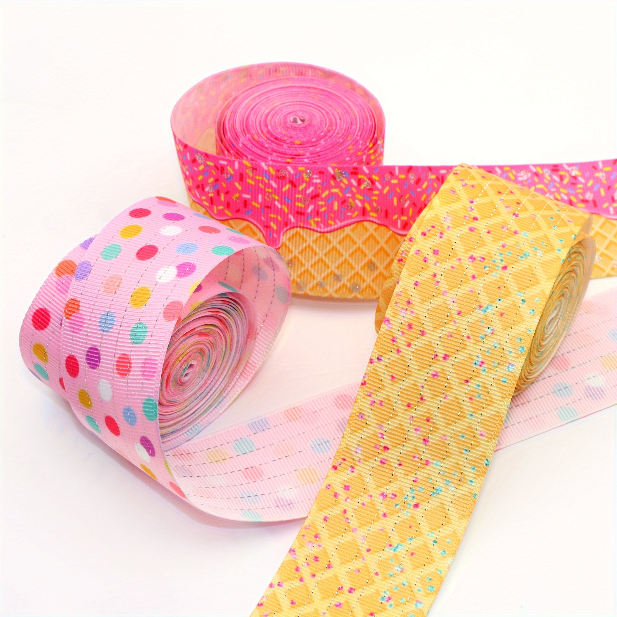 

1pc 5yards Grosgrain Ribbon Roll 38mm/1.5in Sprinkle Donuts Dot Print Ribbon For Gift Packaging Wrapping Bouquet Party Decoration Diy Hair Bows Crafts