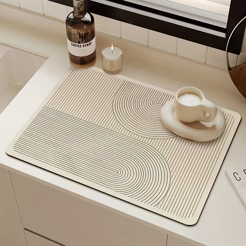 Solid Color Kitchen Countertop Mat, Natural Rubber & Silicone Diatom Mud  Coaster, Suitable For Table, Coffee Maker, Drainage Mat, Household Use,  30*40cm