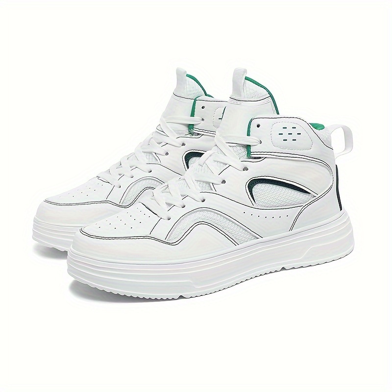 Plus Size Men's Trendy Solid/Colour Block High Top Skate Shoes, Comfy Non Slip Casual Soft Sole Sneakers For Men's Outdoor Activities