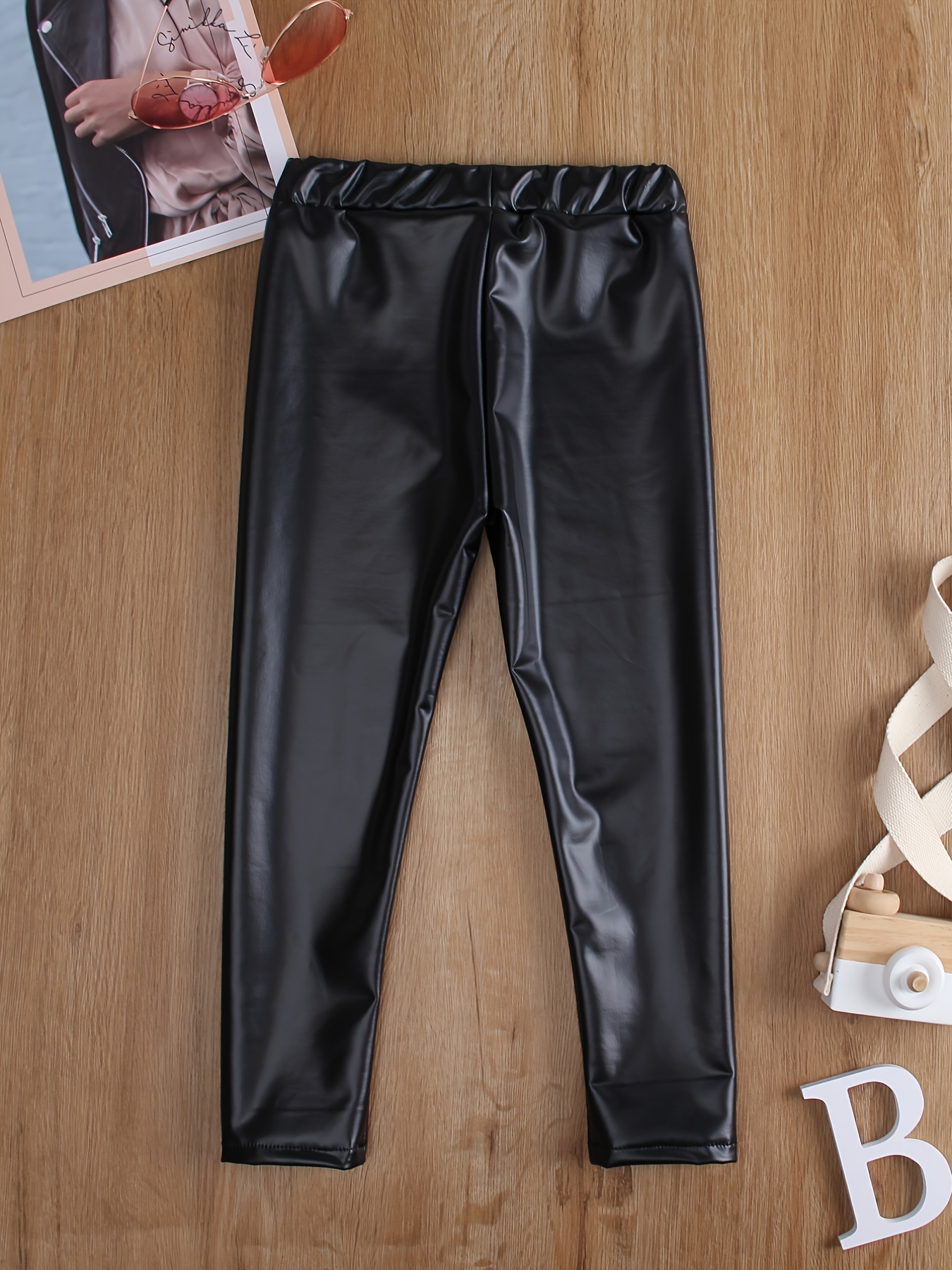 Toddler Girls Faux Leather Leggings Fleece Lined Straight - Temu Canada
