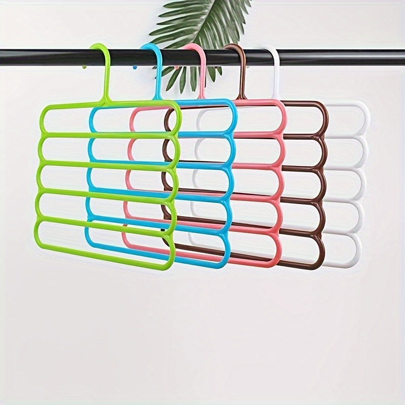 

1pc Multifunctional Five-layer Pants Rack, Towel Storage Rack, Wardrobe Hanging Hanger, Multi-layer Plastic Pp Hanging Rack