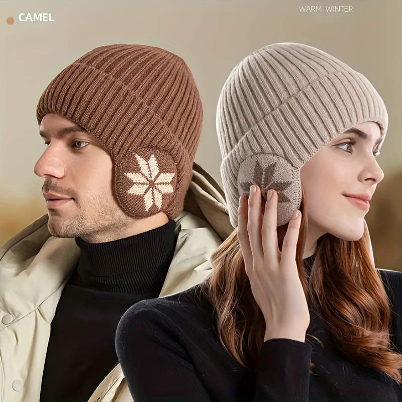 Conjunto De Gorro Y Bufanda De Punto Con Copos De Nieve Para - Temu