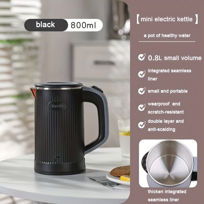Small Electric Tea Kettle Stainless Steel, 0.8L Portable Mini Hot