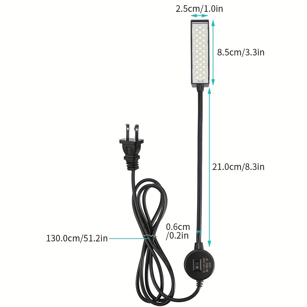 Magnetic Mounting Base Working Gooseneck Lamp 110v + 10 LED Light for Home  or Sewing Machine